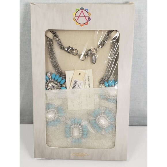 Amrita Singh Majestic Turquoise Austrian Crystal Statement Necklace Gift Box - Picture 10 of 15